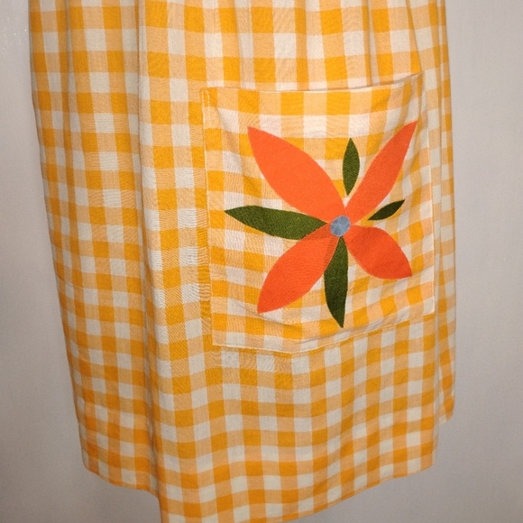 TANGERINE GINGHAM COTTON HANDMADE EMPIRE DRESS - Picture 9 of 9